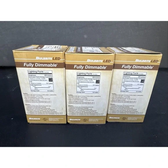 (3) NEW Bulbrite 8.5W Filament A19 LED Bulb E26 Clear 3000K Dimmable #776768 - Picture 3 of 5